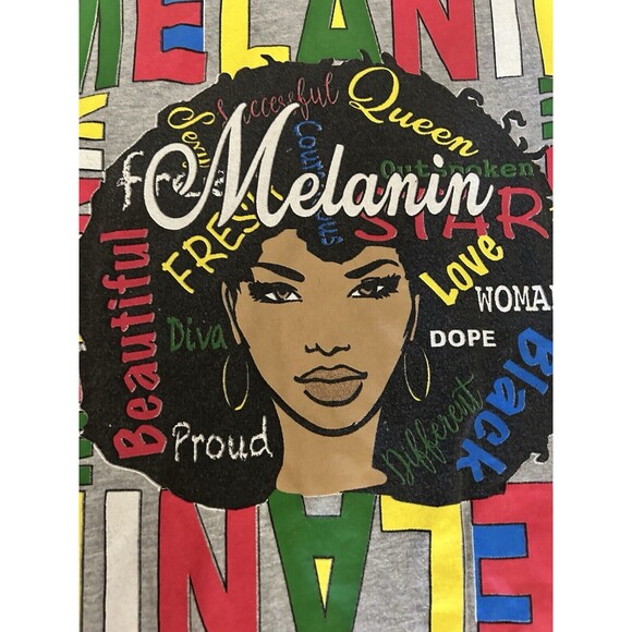 On Fire Melanin Women's Gray Short Sleeve Shirt 1X with Hood Queen Beautiful - Picture 4 of 10